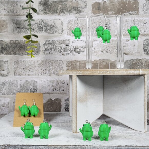 Middle Finger Frog Earrings | 3D Printed | Quirky | Funny | Unique Gift | Handma - Picture 7 of 7